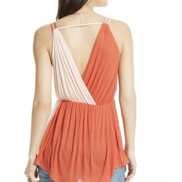 Free People Orange and Pink Wrap Blouse - Picture 2 of 9